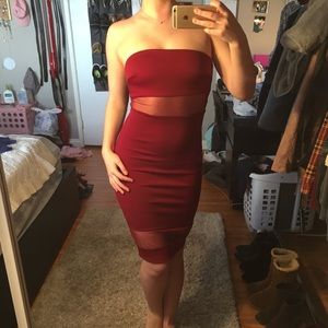 Pink Bodycon Dress with Mesh Inserts